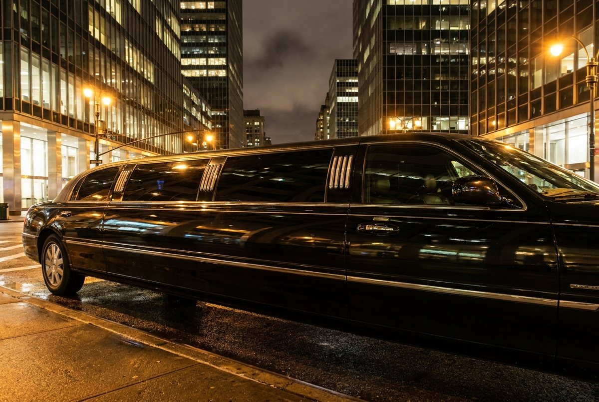 Black stretch limousine